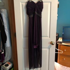 Purple High Low Strapless Dress